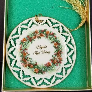 Lenox Christmas Ornament Virginia First Colony 1997 Wreaths of Colonies